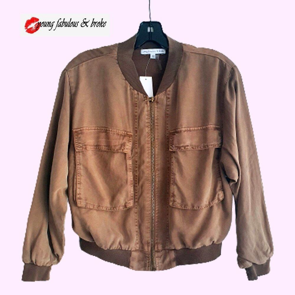 Young Fabulous & Broke NEW Streetwear Khaki Flap Pocket Baseball Jacket S
